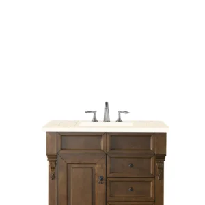 Brookfield 36″ Single Vanity, Country Oak w/ 3 CM Eternal Marfil Quartz Top