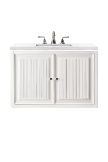 Athens 30" Single Vanity, Glossy White w/ 3 CM Arctic Fall Solid Surface Top - Image 2