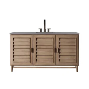 Portland 60″ Single Vanity Whitewashed Walnut w/ 3 CM Grey Expo Quartz Top