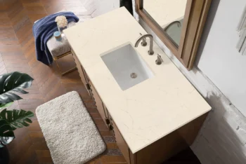 Portland 48" Single Vanity Whitewashed Walnut w/ 3 CM Eternal Marfil Quartz Top - Image 3