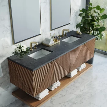 Marcello 72" Double Vanity, Chestnut w/ 3 CM Charcoal Soapstone Top - Image 5