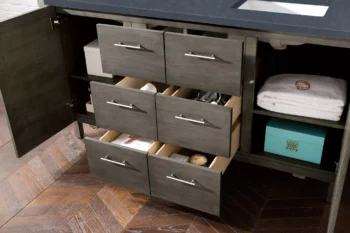 Metropolitan 60" Double Vanity, Silver Oak w/ 3 CM Charcoal Soapstone Quartz Top - Image 4