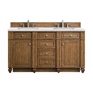 Bristol 60″ Double Vanity, Saddle Brown w/ 3 CM Ethereal Noctis Quartz Top