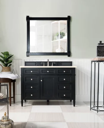 Brittany 48" Single Vanity, Black Onyx w/ 3 CM Eternal Marfil Quartz Top - Image 2