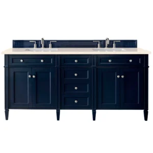 Brittany 72″ Double Vanity, Victory Blue w/ 3 CM Eternal Marfil Quartz Top