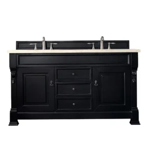 Brookfield 60″ Double Vanity, Antique Black w/ 3 CM Eternal Marfil Quartz Top