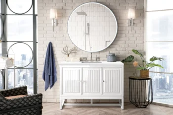 Athens 48" Single Vanity, Glossy White w/ 3 CM White Zeus Quartz Top - Image 3