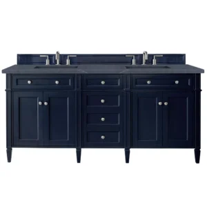 Brittany 72″ Double Vanity, Victory Blue w/ 3 CM Charcoal Soapstone Quartz Top