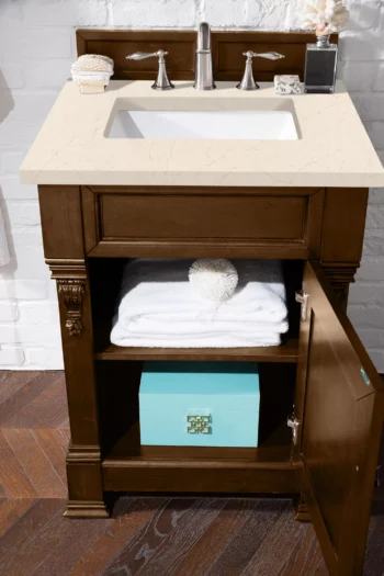 Brookfield 26" Single Vanity, Country Oak w/ 3 CM Eternal Marfil Quartz Top - Image 3