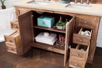 Providence 60" Double Vanity, Driftwood w/ 3 CM Eternal Marfil Quartz Top - Image 4