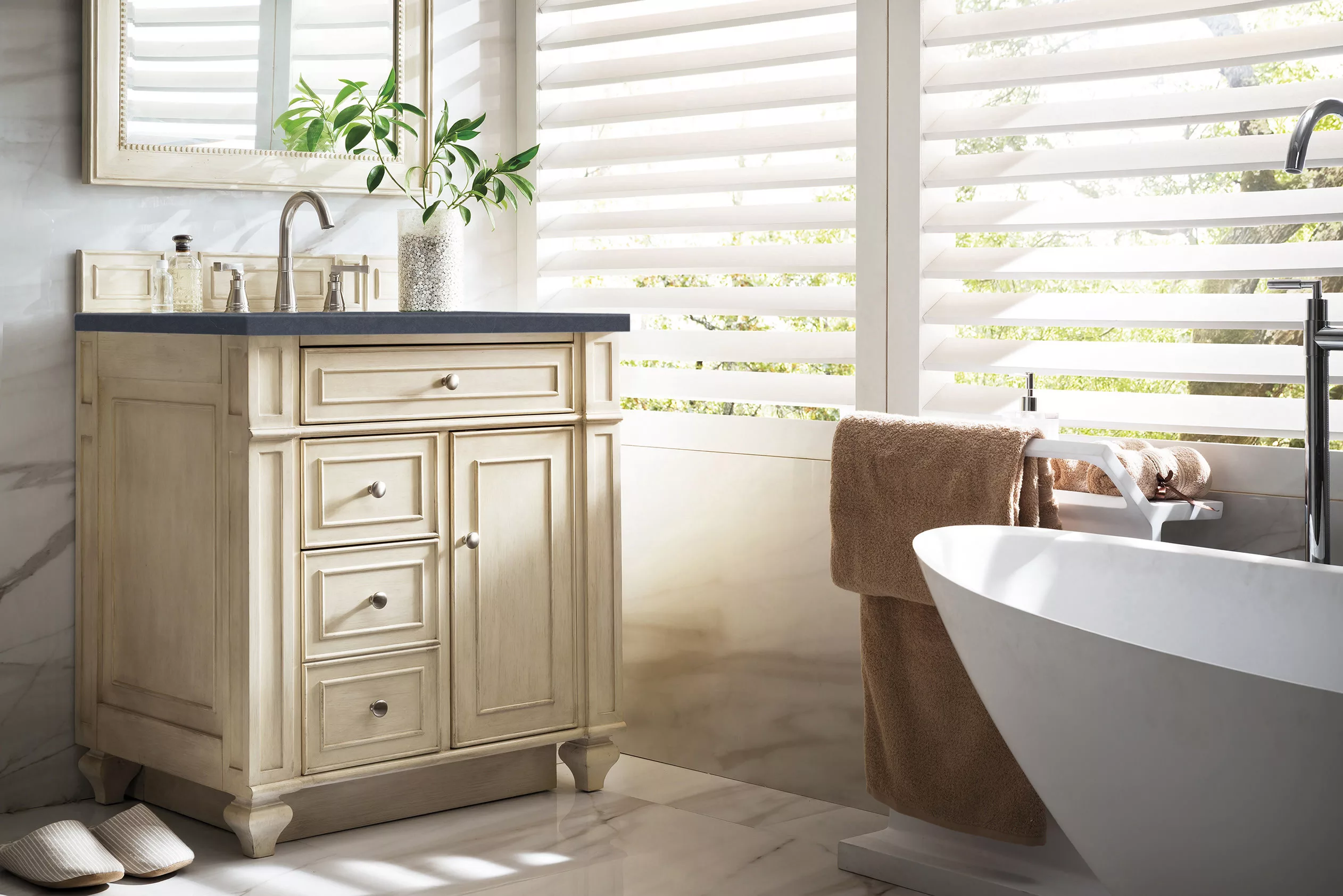 Bristol 30" Single Vanity, Vintage Vanilla w/ 3 CM Charcoal Top - Image 3