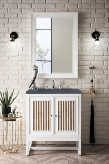 Athens 30" Single Vanity, Glossy White w/ 3 CM Charcoal Soapstone Quartz Top - Image 3