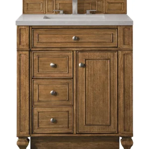 Bristol 30″ Single Vanity, Saddle Brown w/ 3 CM Eternal Serena Quartz Top