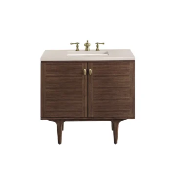 Amberly 36" Single Vanity, Mid-Century Walnut w/ 3 CM Eternal Marfil Top