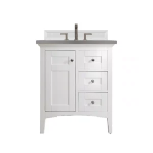 Palisades 30″ Single Vanity, Bright White w/ 3 CM Grey Expo Quartz Top