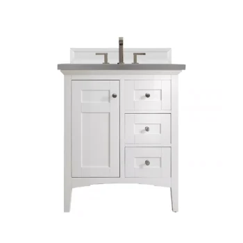 Palisades 30" Single Vanity, Bright White w/ 3 CM Grey Expo Quartz Top