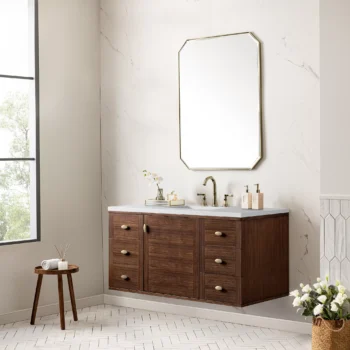 Amberly 48" Single Vanity, Mid-Century Walnut w/ 3 CM White Zeus Top - Image 6