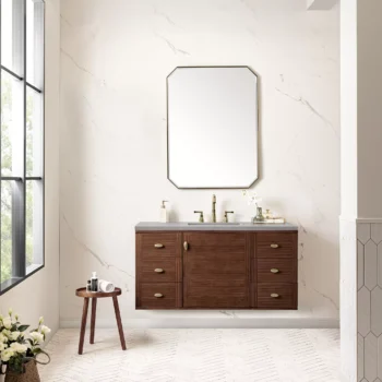 Amberly 48" Single Vanity, Mid-Century Walnut w/ 3 CM Eternal Serena Top - Image 4