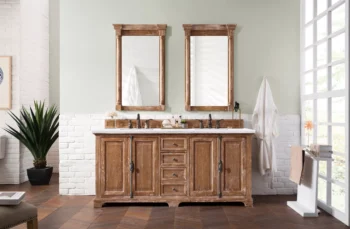 Providence 72" Double Vanity, Driftwood w/ 3 CM Arctic Fall Solid Surface Top - Image 2