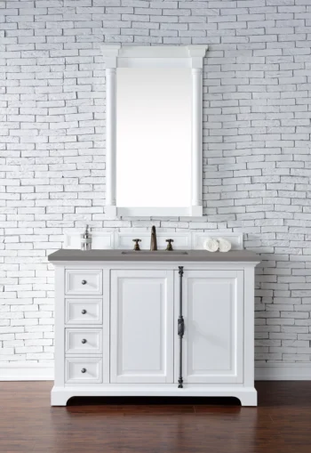 Providence 48" Single Vanity, Bright White w/ 3 CM Grey Expo Top - Image 2
