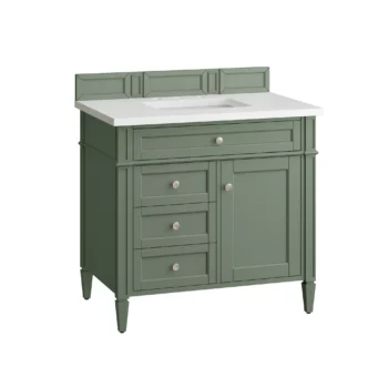Brittany 36" Single Vanity, Smokey Celadon w/ 3 CM White Zeus Top - Image 6