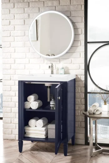 Britannia 24" Single Vanity, Navy Blue w/ White Glossy Composite Stone Top - Image 4