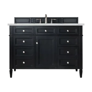 Brittany 48″ Single Vanity, Black Onyx w/ 3 CM Ethereal Noctis Quartz Top