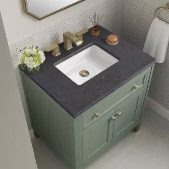 Chicago 30" Single Vanity, Smokey Celadon w/ 3 CM Charcoal Soapstone Top - Image 5