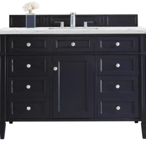 Brittany 48″ Single Vanity, Victory Blue w/ 3 CM Ethereal Noctis Quartz Top