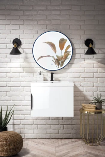 Columbia 24" Single Vanity, Glossy White w/ White Glossy Composite Stone Top - Image 6