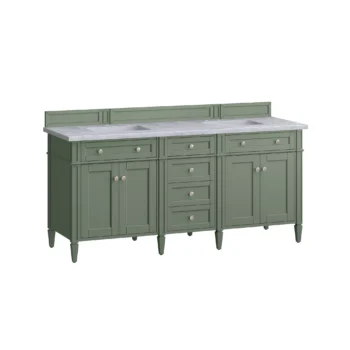 Brittany 72" Double Vanity, Smokey Celadon w/ 3 CM Carrara Marble Top - Image 6