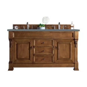 Brookfield 60″ Double Vanity, Country Oak w/ 3 CM Cala Blue Top