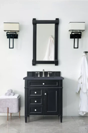 Brittany 30" Single Vanity, Black Onyx, w/ 3 CM Charcoal Soapstone Quartz Top - Image 2