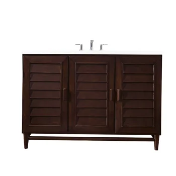Portland 48" Single Vanity, Burnished Mahogany w/ 3 CM White Zeus Quartz Top