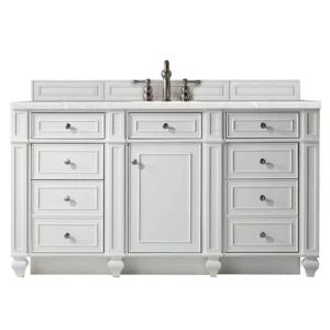Bristol 60″ Single Vanity, Bright White w/ 3 CM Eternal Serena Quartz Top