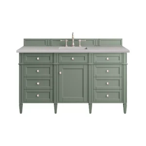 Brittany 60″ Single Vanity, Smokey Celadon w/ 3 CM Eternal Serena Top
