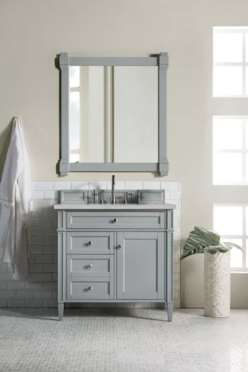 Brittany 36" Single Vanity, Urban Gray w/ 3 CM Eternal Serena Quartz Top - Image 2