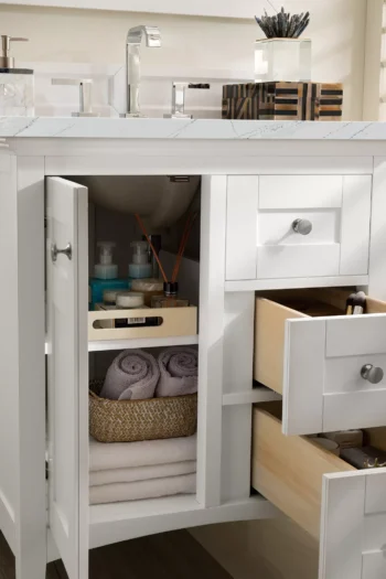 Palisades 30" Single Vanity, Bright White w/ 3 CM Ethereal Noctis Quartz Top - Image 4