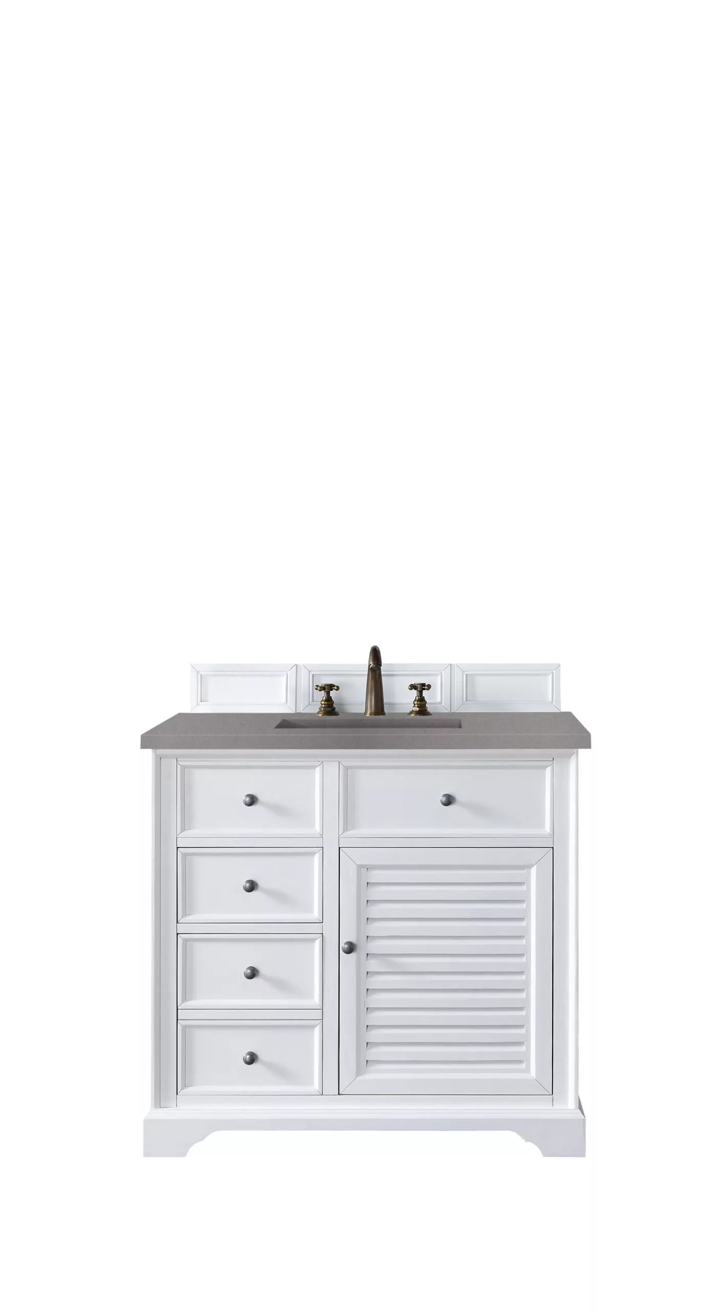 Savannah 36" Single Vanity, Bright White w/ 3 CM Grey Expo Top