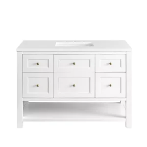 Breckenridge 48″ Single Vanity, Bright White w/ 3 CM White Zeus Top