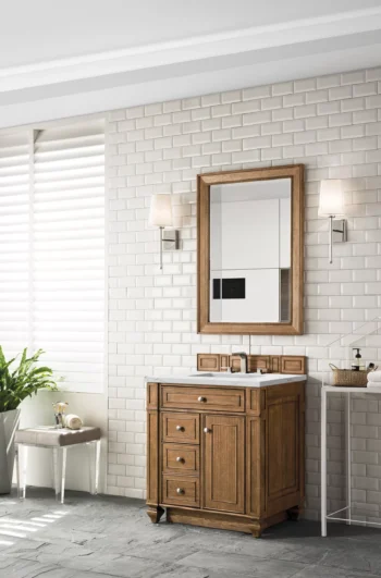 Bristol 30" Single Vanity, Saddle Brown w/ 3 CM Ethereal Noctis Quartz Top - Image 3