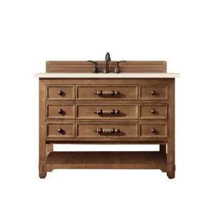Malibu 48″ Single Vanity, Honey Alder w/ 3 CM Eternal Marfil Quartz Top