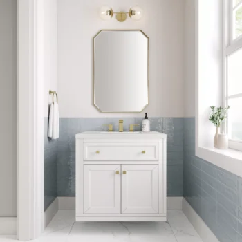 Chicago 30" Single Vanity, Glossy White w/ 3 CM White Zeus Top - Image 2