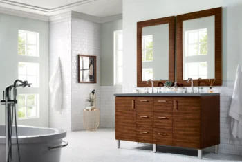 Metropolitan 60" Double Vanity, American Walnut w/ 3 CM Cala Blue Top - Image 3