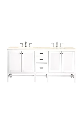 Addison 72" Double Vanity, Glossy White w/ 3 CM Eternal Marfil Top