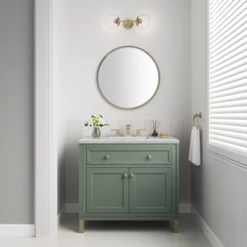 Chicago 36" Single Vanity, Smokey Celadon w/ 3 CM Ethereal Noctis Top - Image 3