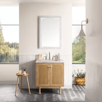 Laurent 30" Single Vanity, Light Natural Oak w/ 3 CM Eternal Jasmine Pearl Top - Image 3