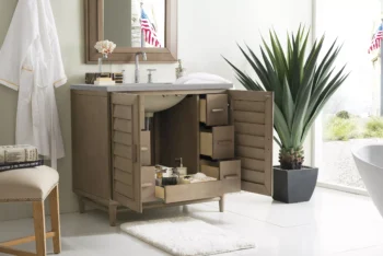 Portland 36" Single Vanity Whitewashed Walnut w/ 3 CM Eternal Serena Quartz Top - Image 4