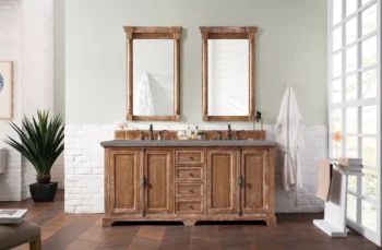 Providence 72" Double Vanity, Driftwood w/ 3 CM Grey Expo Quartz Top - Image 2