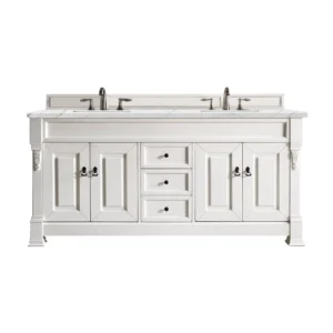 Brookfield 72″ Double Vanity, Bright White w/ 3 CM Ethereal Noctis Quartz Top